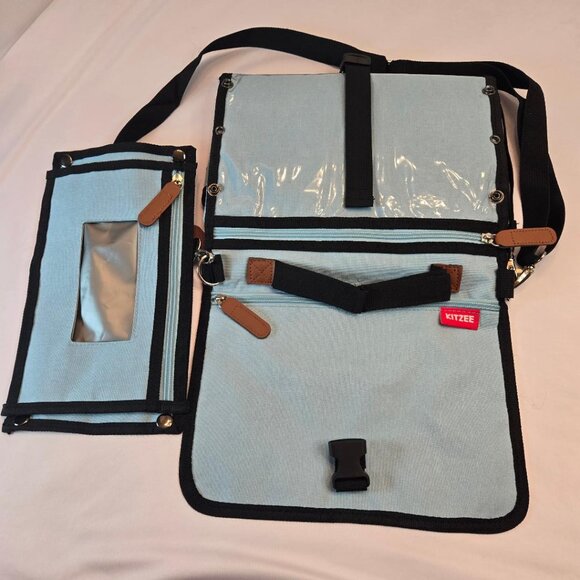 KITZEE Portable Changing Pad with Large Storage for Baby - Light Blue - Picture 2 of 11